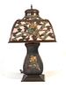 Chinese Champleve Enamel Lamp with Champleve Openwork Shade