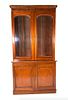 Victorian mahogany antique glazed bookcase on cupboard, ca. 1860