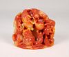 Chinese Carved Soapstone Rat Harvest Sculpture