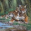 R.G. Finney (B. 1941) "Tiger and Cubs"