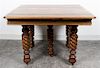 * A Victorian Oak Extension Dining Table Height 28 3/4 x length 44 x depth 42 inches (closed).