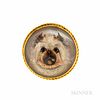 Antique Gold and Reverse-painted Crystal Terrier Brooch