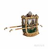 Gold and Enamel Miniature Model of a Sedan Chair