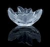 A Lalique Molded and Frosted Glass Bowl Height 3 3/4 x width 7 1/2 inches.