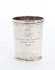 * An American Silver Presentation Beaker Height 3 5/8 inches