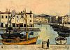 Charles Levier Painting, Harbor Scene