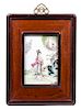 A Famille Rose Porcelain Plaque Height 9 1/2 x width 6 1/2 inches.