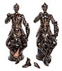 A Pair of Chinese Glazed Terra Cotta Figures Height 23 1/2 inches.