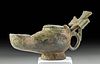 Roman / Byzantine Bronze Oil Lamp Cruciform Handle