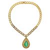 15.75 Carat Colombian Emerald 14k Gold Diamond Necklace 