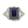 5.28ct No Heat Sapphire Platinum Diamond Ring 