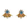 Diamond Blue Gemstone Gold Retro Earrings