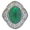 5.53 Carat Emerald Diamond Platinum Ring 