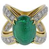 9.97 Carat Emerald Cabochon Diamond Gold Ring