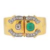 Antique Emerald Diamond Gold Bangle Bracelet 
