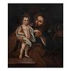 Anónimo. San José y el niño. Óleo sobre tela. Enmarcada. 83 x 71 cm