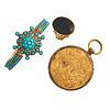THREE PIECES VICTORIAN GOLD OR GOLD FILLED JEWELRY