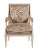 A Louis XVI Carved and White-Painted Fauteuil 