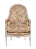 A Louis XVI Style White-Painted Bergere