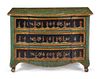 A Continental Chinoiserie Painted Faux Marble-Top Commode