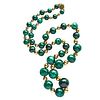 MALACHITE AND 14K YELLOW GOLD BEAD NECKLACE