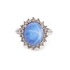 STAR SAPPHIRE AND DIAMOND WHITE GOLD RING