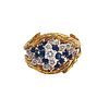 DIAMOND AND SAPPHIRE GOLD CLUSTER RING AND GUARD