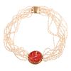 A Carved Coral & Pearl Choker Necklace in 14K