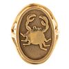 A 14K Yellow Gold Astrology Crab Ring