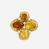 Citrine and gold pendant brooch