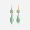 French Antique enamel and gold earrings