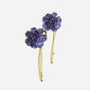 Tiffany & Co., Pair of purple enamel and gold flower brooches