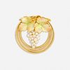 Tiffany & Co., Enamel and seed pearl grape brooch