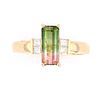 Bi-Color Watermelon Tourmaline & Diamond Ring