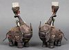 Antique Chinese-Tibetan Silver Elephants, Pair