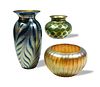 3 Lundberg Studio Art Glass Vases