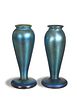 2 Quezal Blue Aurene Vases