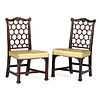 A Pair of Chinese Chippendale Style Mahogany Side Chairs