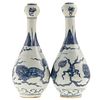 Pair Chinese Blue/White Bottle Vases
