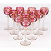 A Set of Bohemian Cut Glass Wine Goblets, Attr. to Moser
