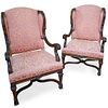 Pair Of Baroque Colonial Wingback Chairs