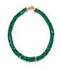 An 18 Karat Yellow Gold and Carved Emerald Bead Double Strand Necklace with Diamond Rondelles, 36.00 dwts.