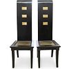(2 Pc) Pair of Chinese Black Lacquer Tall Chairs