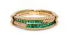 An 18 Karat Yellow Gold, Emerald and Diamond Cuff Bracelet, Harry Winston, 49.50 dwts.