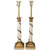 Pair Of Stiffle Brass Table Lamps
