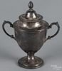 Philadelphia silver covered sugar, mid 19th c., bearing the touch of R & W Wilson, 9'' h., 18.9 ozt.