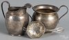 Whiting sterling silver creamer and sugar, together with a tea strainer, 9 ozt.