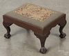 Chippendale style mahogany stool, 9'' h., 16'' w., 12 1/4'' d.