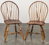 Pair of braceback Windsor side chairs, ca. 1790.
