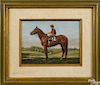 Oil on board of a horse and jockey, titled Swaps, signed indistinctly lower right and dated '81